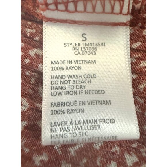 Papercrane Womens Rust Red Babydoll Blouse S Prairie Cottagecore Flowy Ruffle - Picture 4 of 8